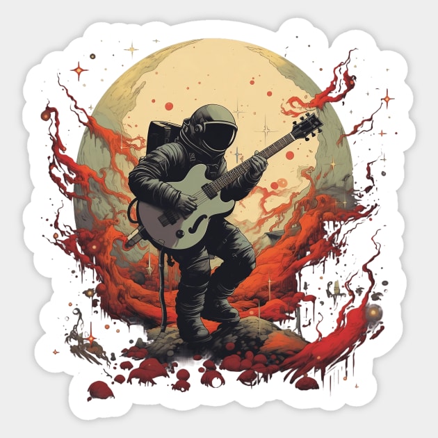 Astronaut Guitarist Cosmic Space Art Sticker by MetaBrush